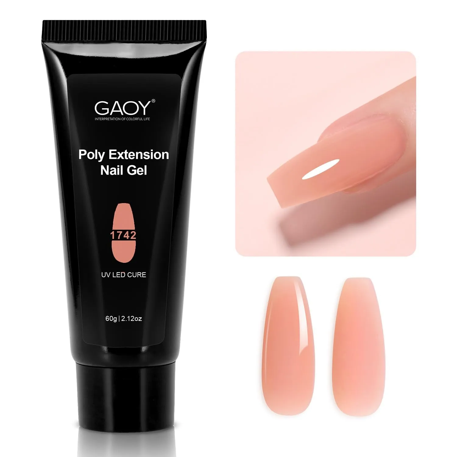 Poly Gel, 60G Nail Extension Gel, Pink Nude Builder Gel Nail Enhancement Gel for Beginner & Professional Nail Art Salon DIY at Home