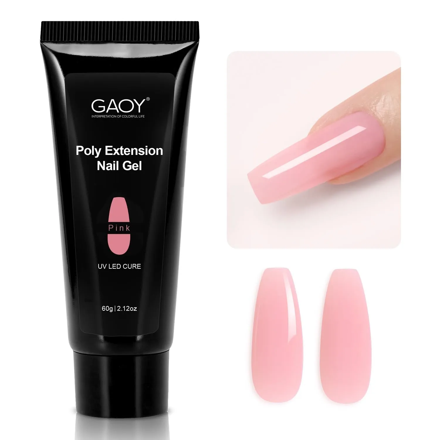 Poly Gel, 60G Nail Extension Gel, Pink Nude Builder Gel Nail Enhancement Gel for Beginner & Professional Nail Art Salon DIY at Home
