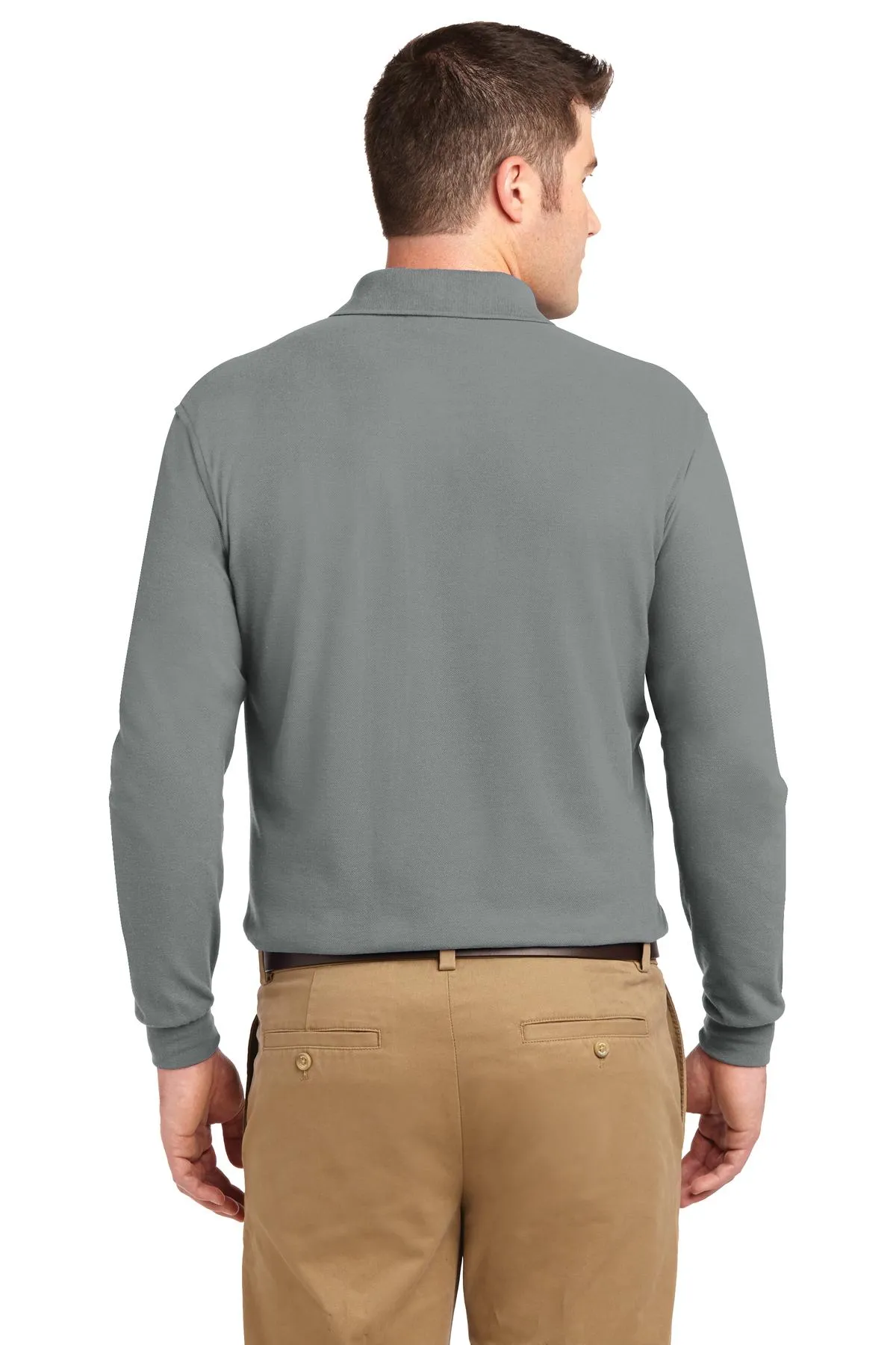 Port Authority Tall Silk Touch Long Sleeve Polo. TLK500LS Cool Grey Tall