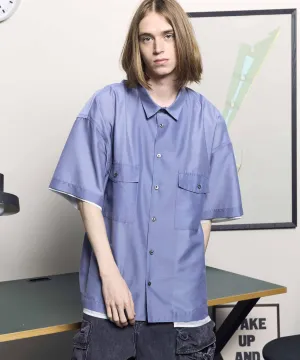 Prime-Over Layered Sheer Short Sleeve Shirt