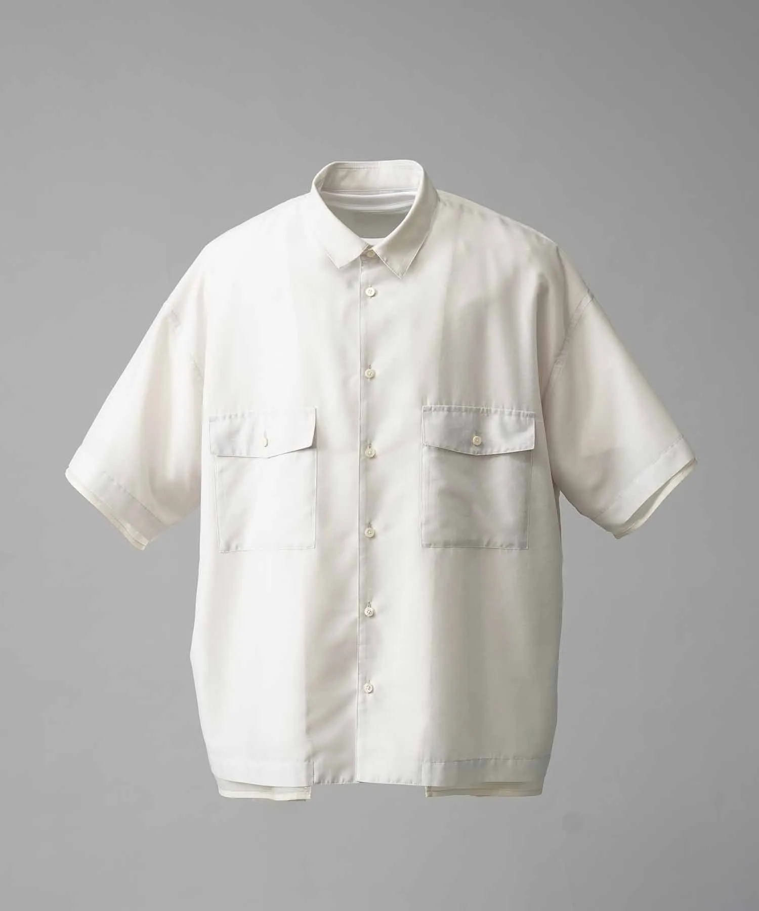 Prime-Over Layered Sheer Short Sleeve Shirt