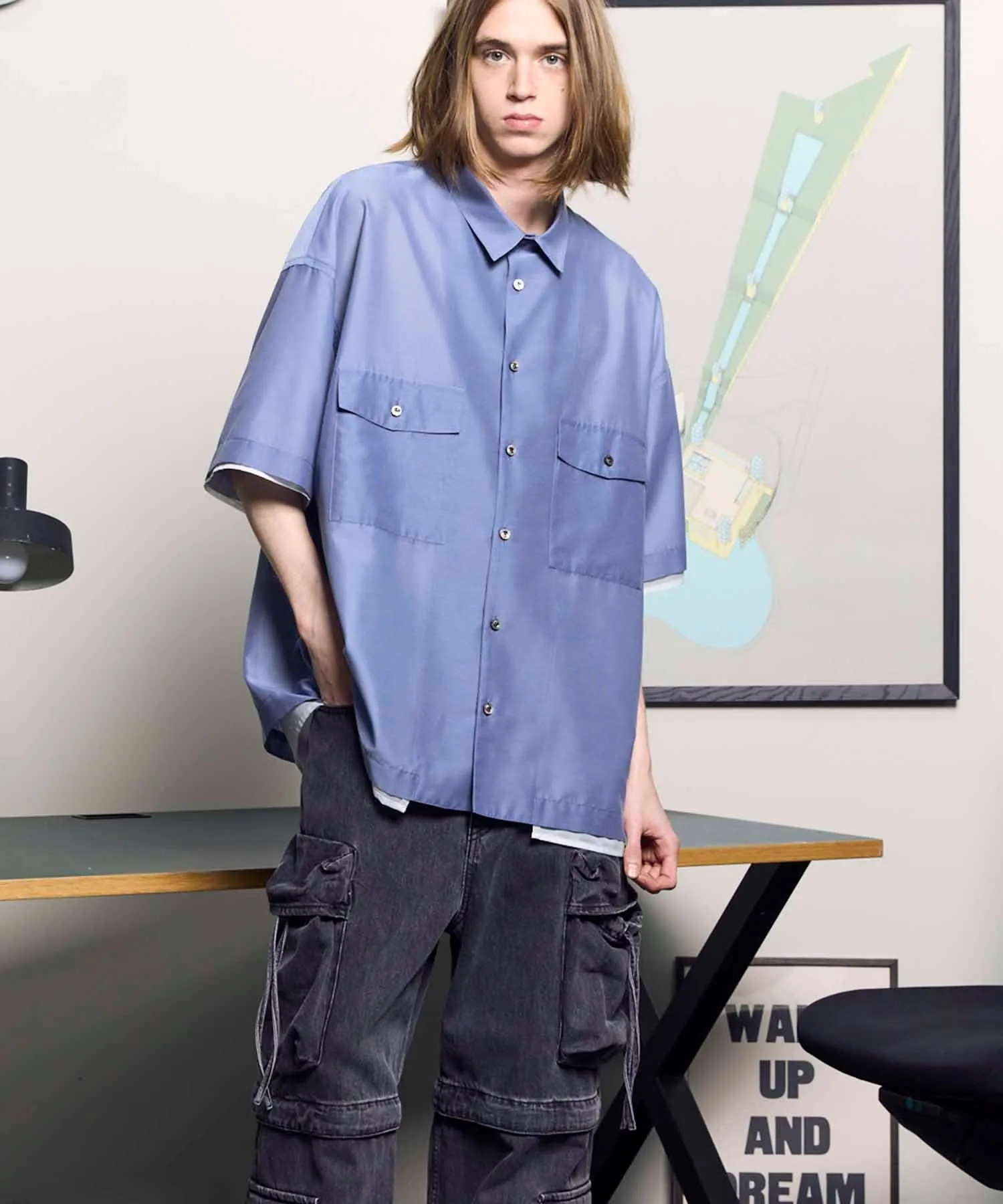 Prime-Over Layered Sheer Short Sleeve Shirt