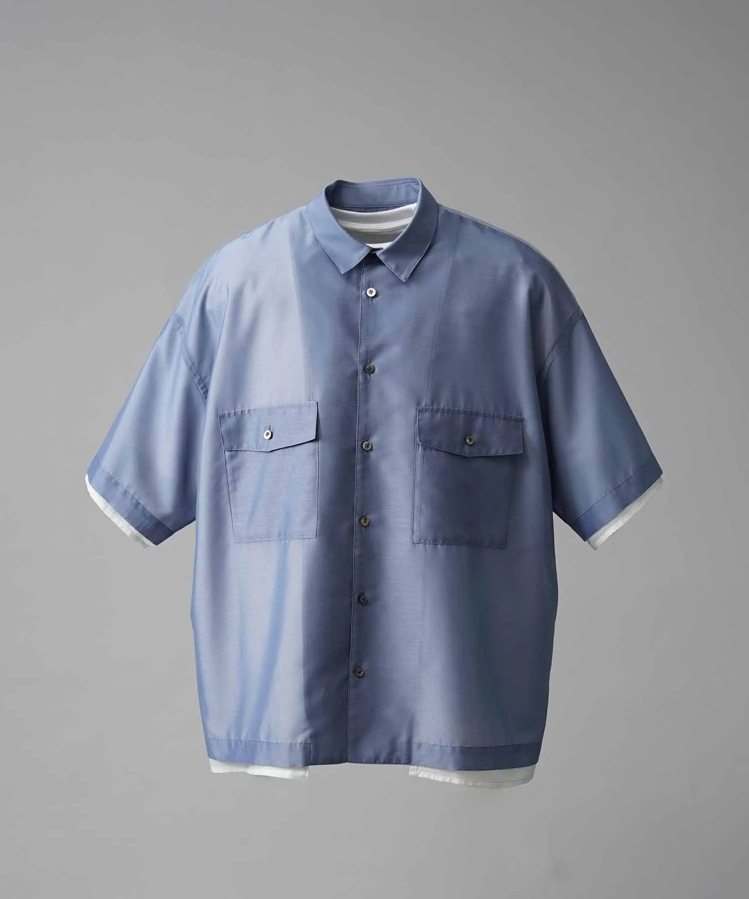 Prime-Over Layered Sheer Short Sleeve Shirt
