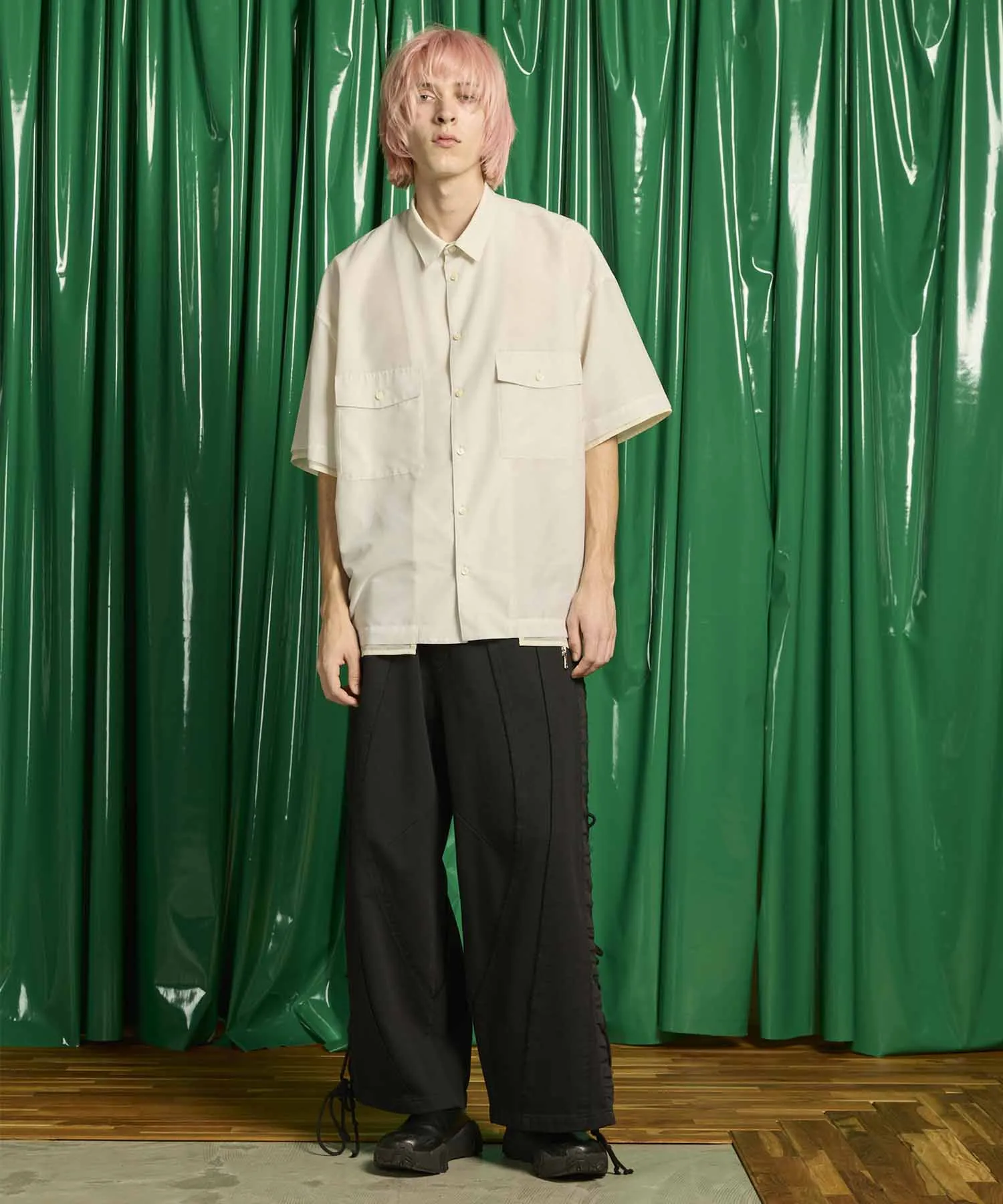 Prime-Over Layered Sheer Short Sleeve Shirt