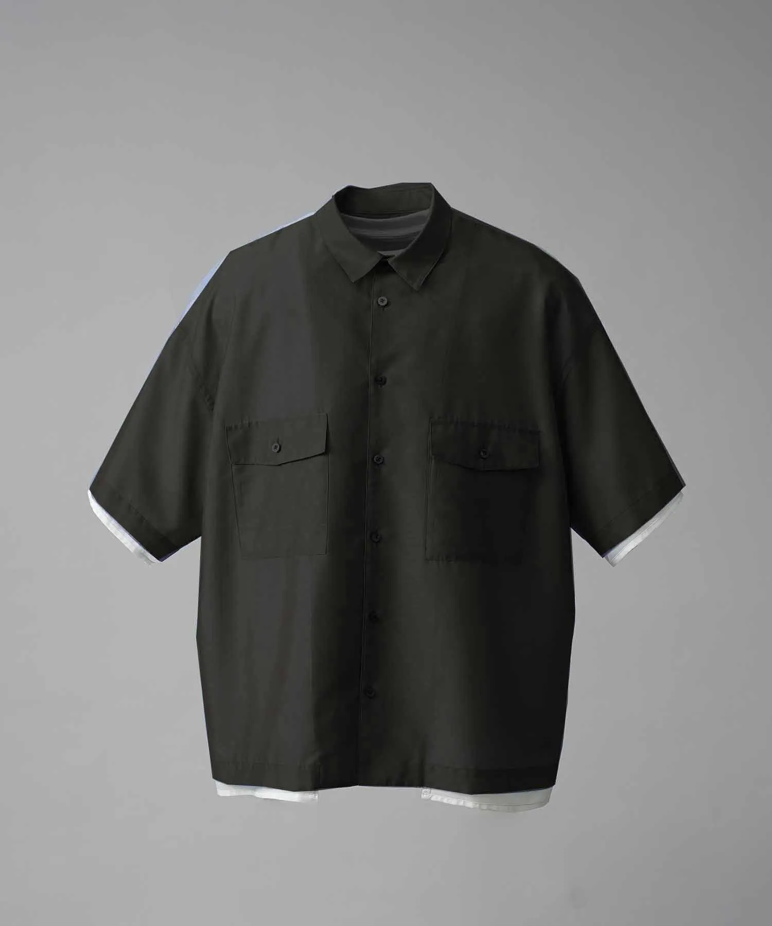 Prime-Over Layered Sheer Short Sleeve Shirt