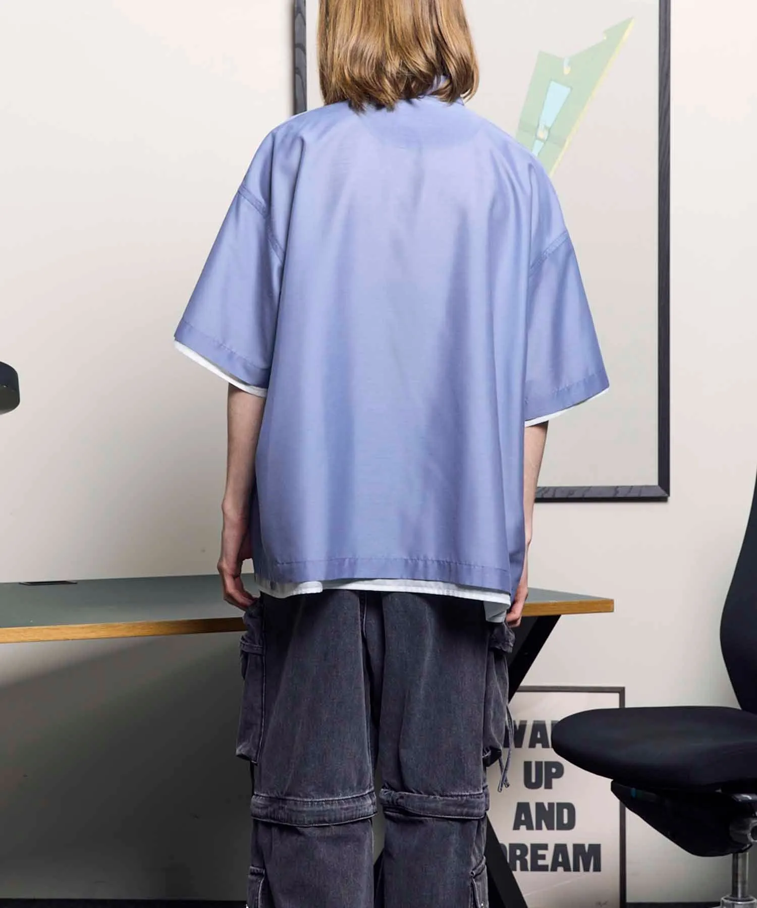 Prime-Over Layered Sheer Short Sleeve Shirt