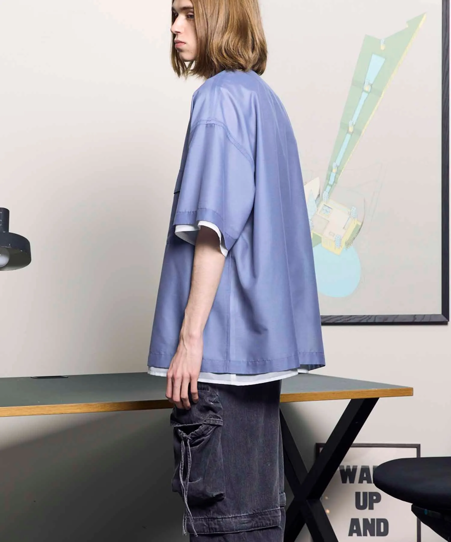 Prime-Over Layered Sheer Short Sleeve Shirt