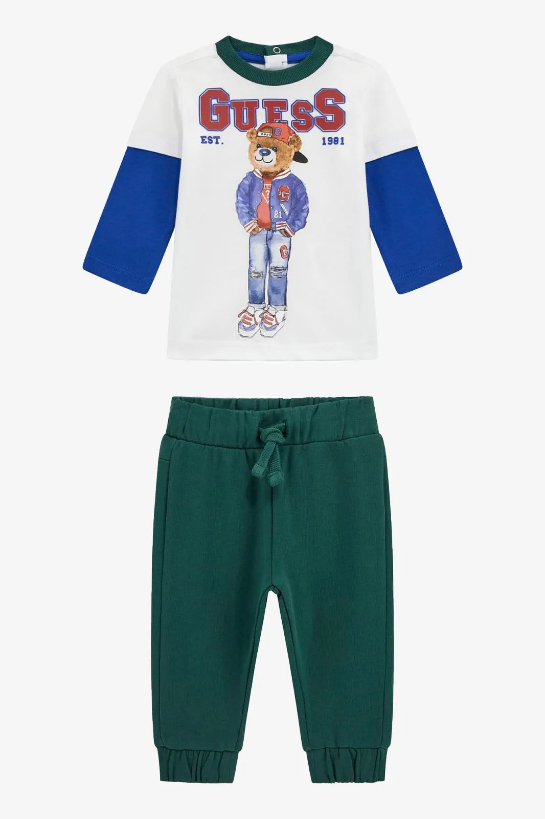 "Freddie" Blue & Green Bear Top & Joggers