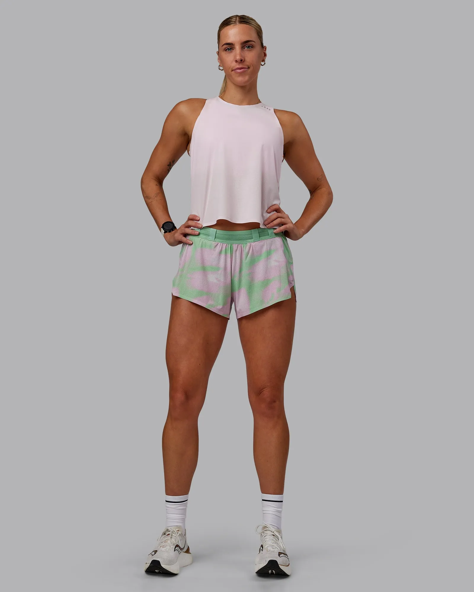 Race Day Performance Tank - Festival Bloom-White