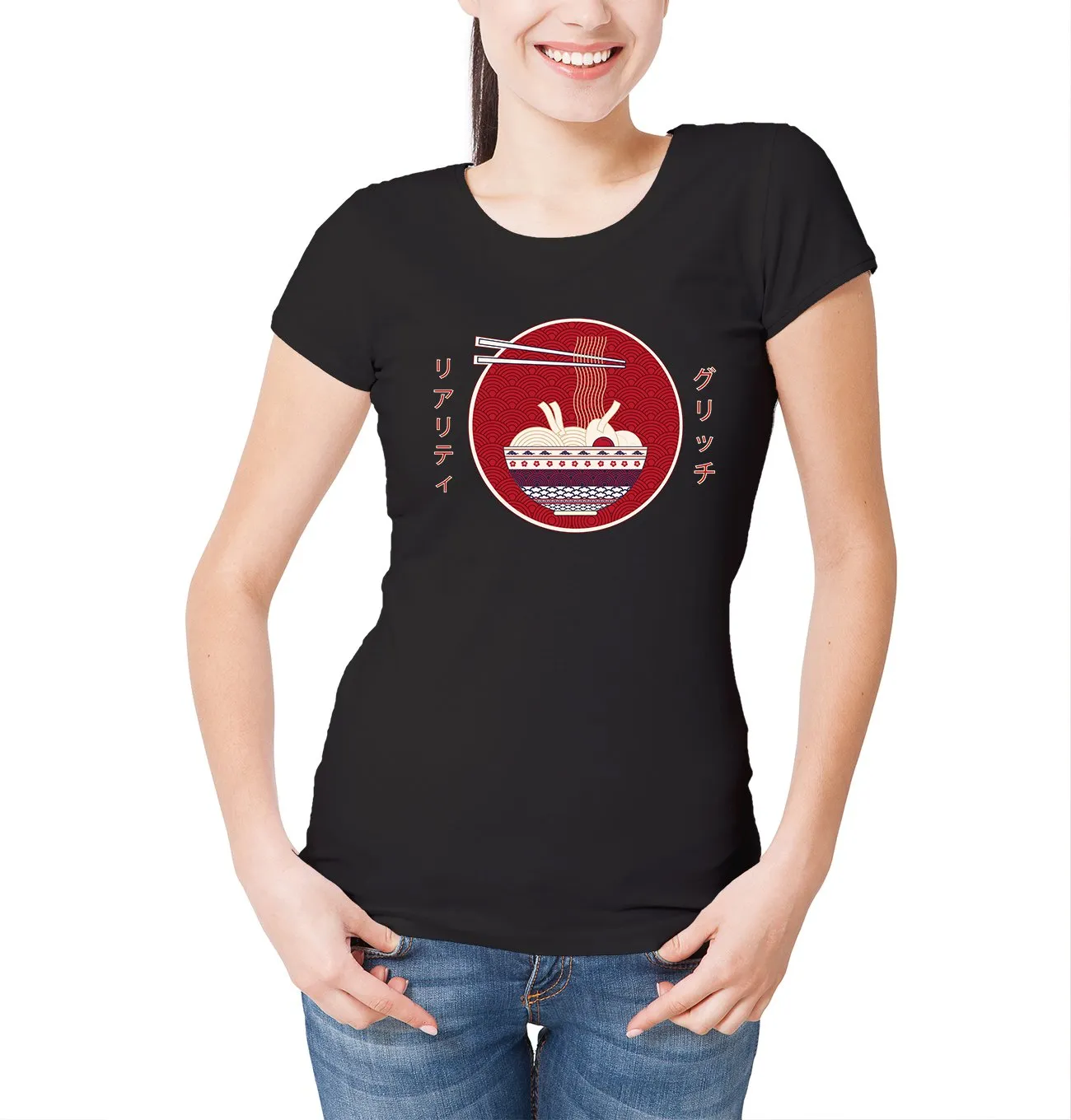 Reality Glitch Japanese Ramen Noodle Womens T-Shirt