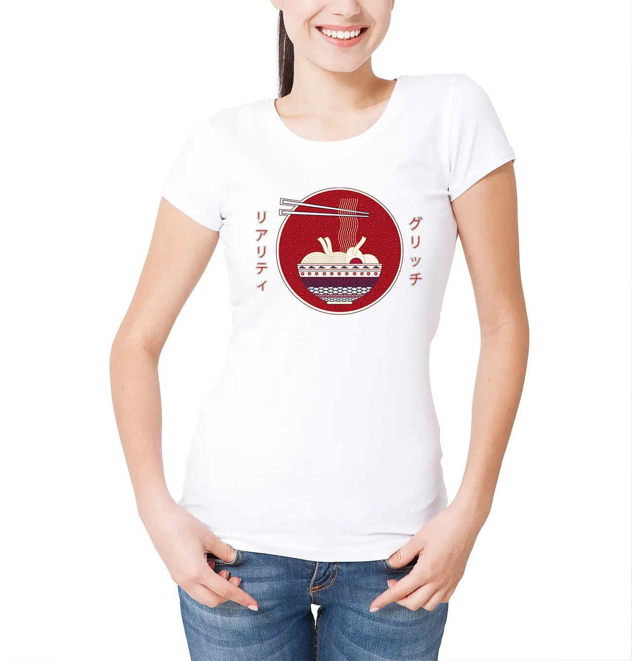 Reality Glitch Japanese Ramen Noodle Womens T-Shirt