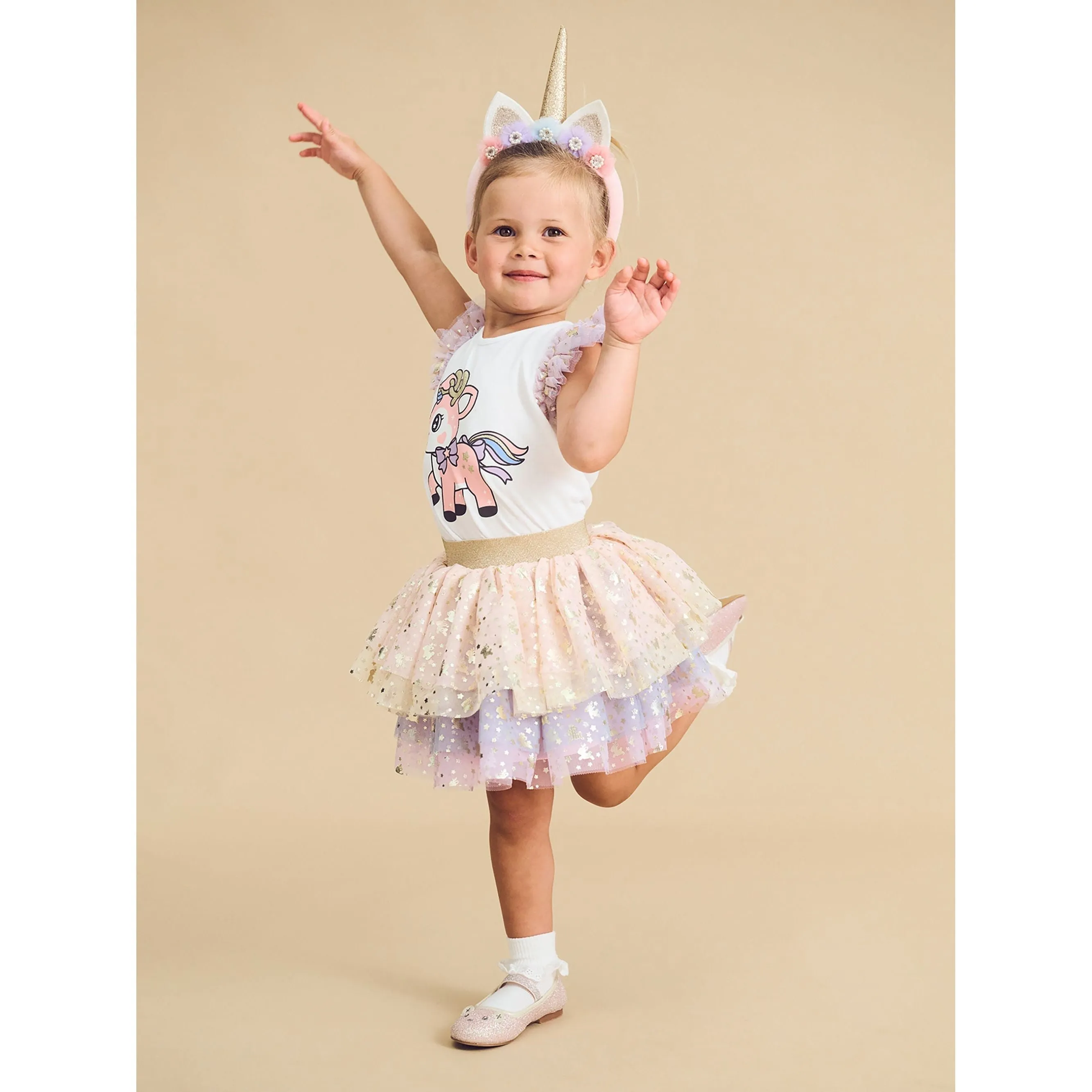 Reindeer Tulle Sleeve T-Shirt