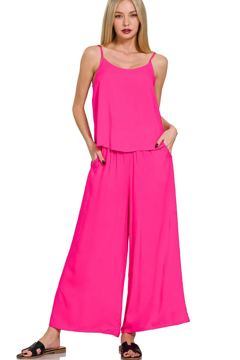 Relax and Flow Woven Cami & Pants Set with Pockets |S-L
