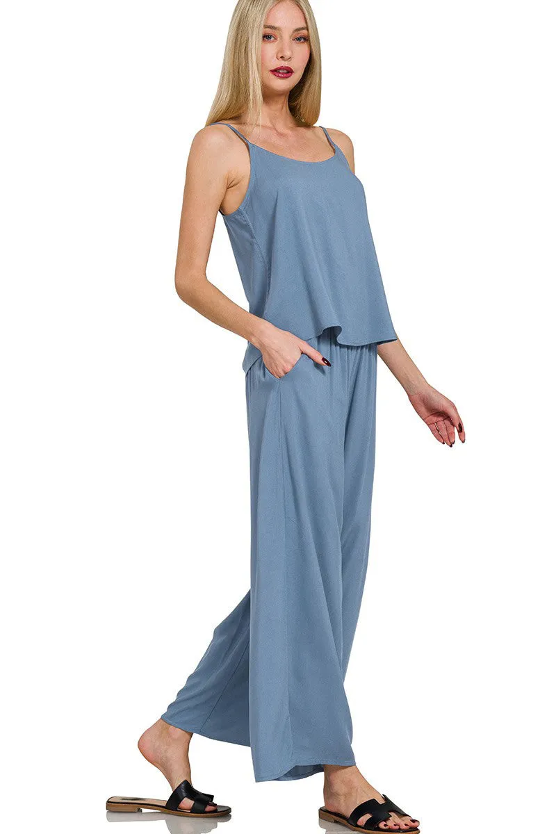 Relax and Flow Woven Cami & Pants Set with Pockets |S-L
