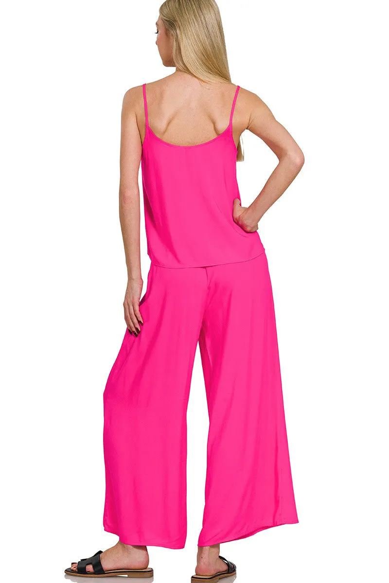 Relax and Flow Woven Cami & Pants Set with Pockets |S-L