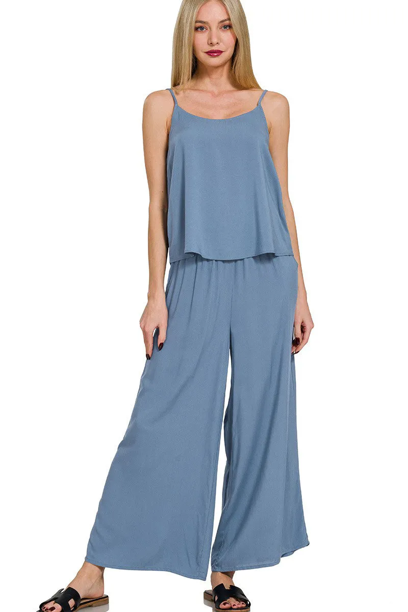 Relax and Flow Woven Cami & Pants Set with Pockets |S-L