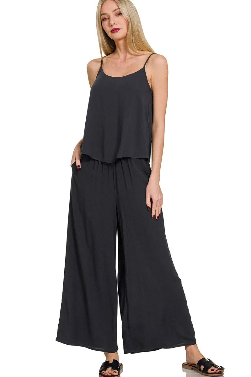 Relax and Flow Woven Cami & Pants Set with Pockets |S-L