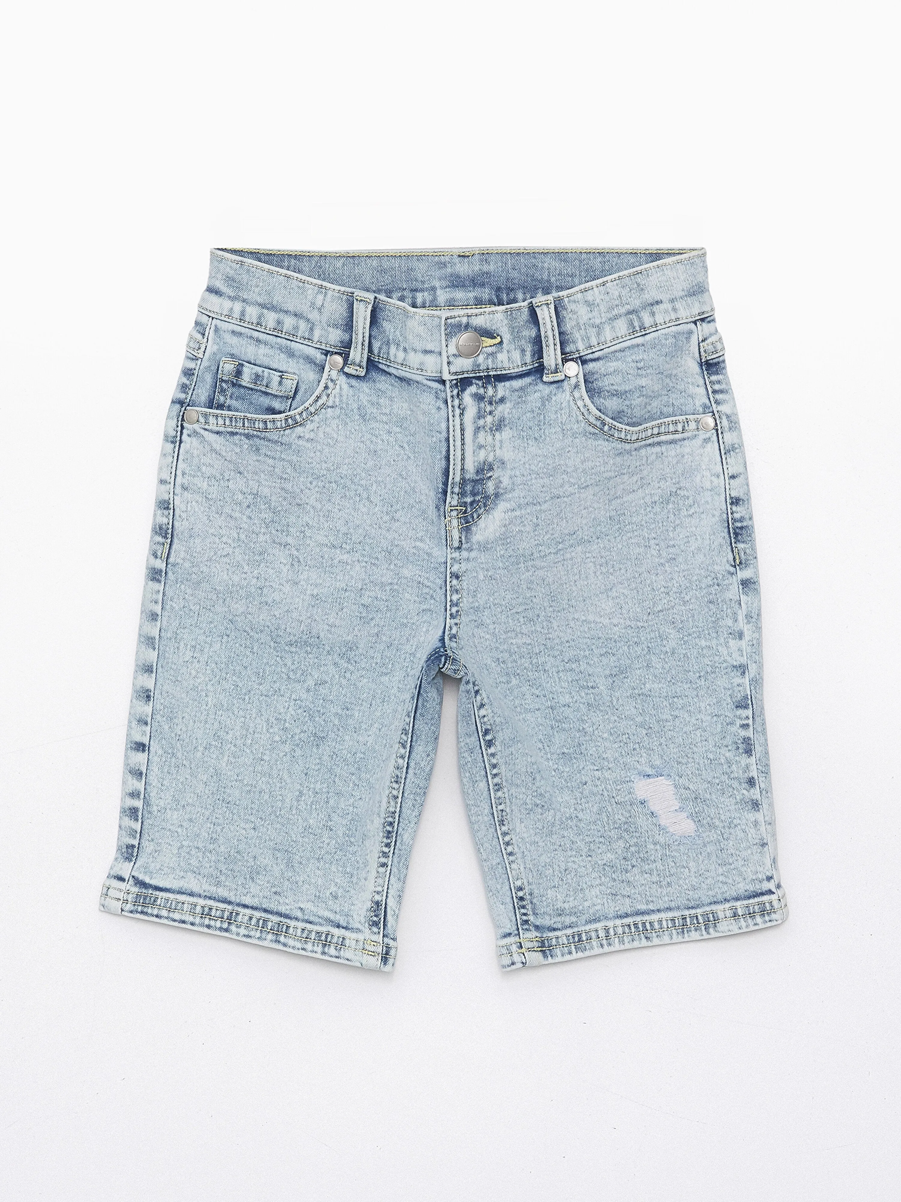 Ripped Detailed Boy Jean Shorts