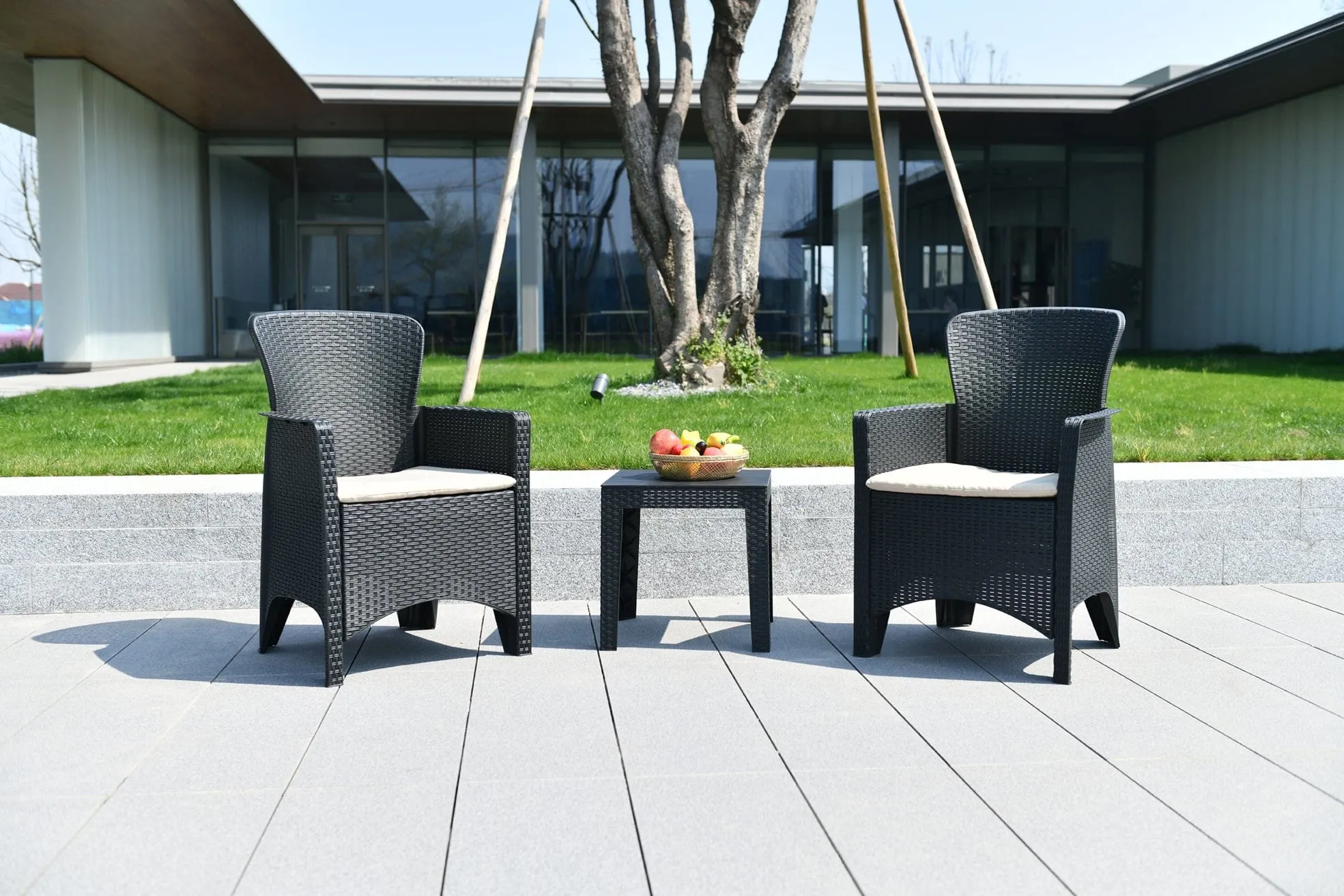 Seagull Table & Chair Set 2 Seater Grey