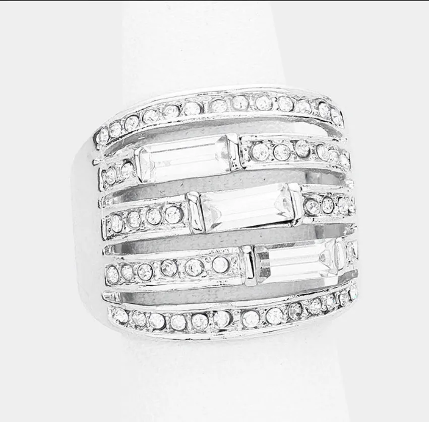 SHARR - clear silver 4 piece rhinestone jewelry set