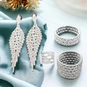 SHARR - clear silver 4 piece rhinestone jewelry set