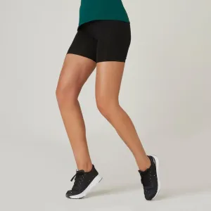 Short cycliste de fitness femme, noir ultra