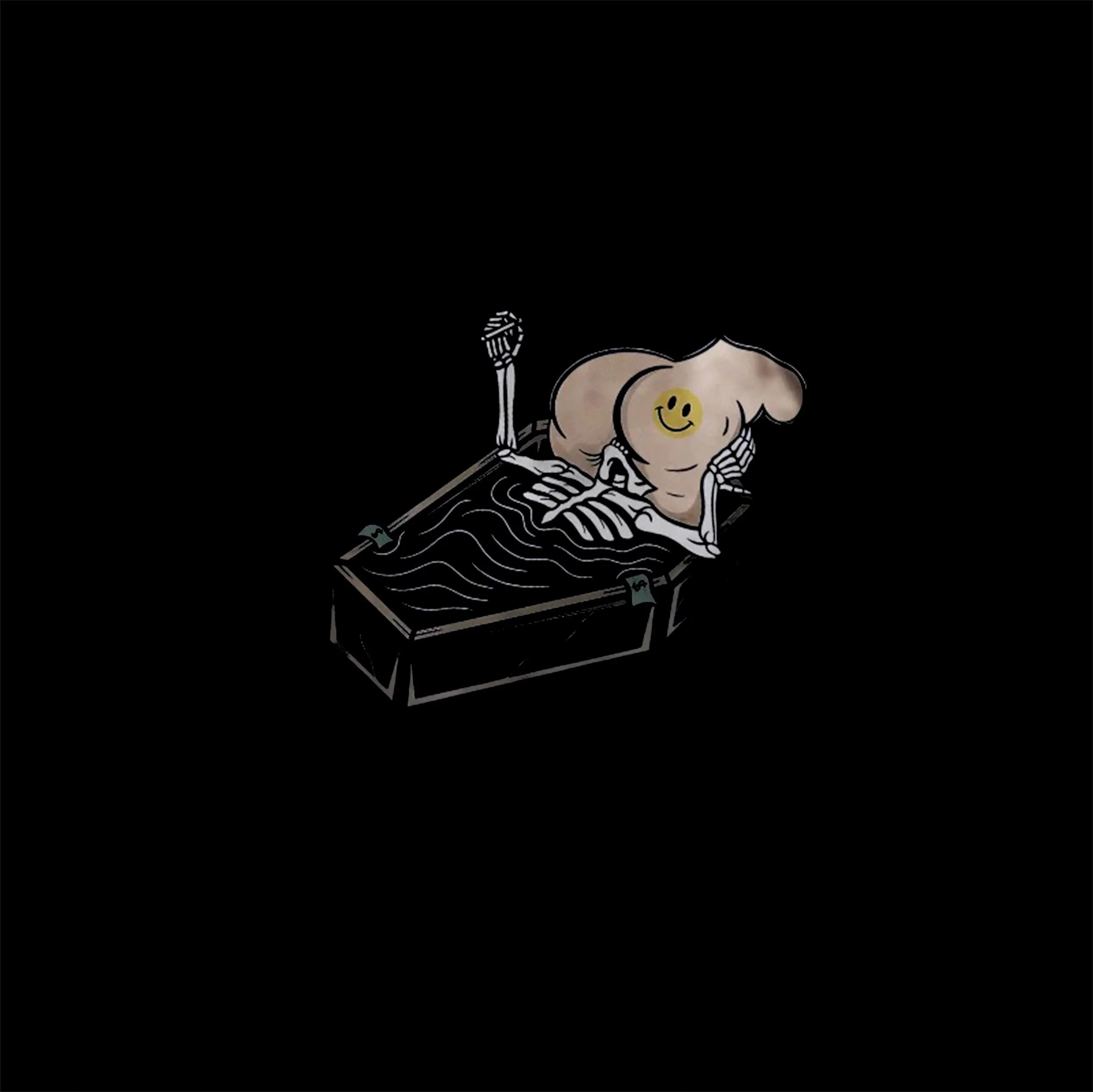Skull Eat the Naked Ass in the Coffin Graphic Black Print T-shirt