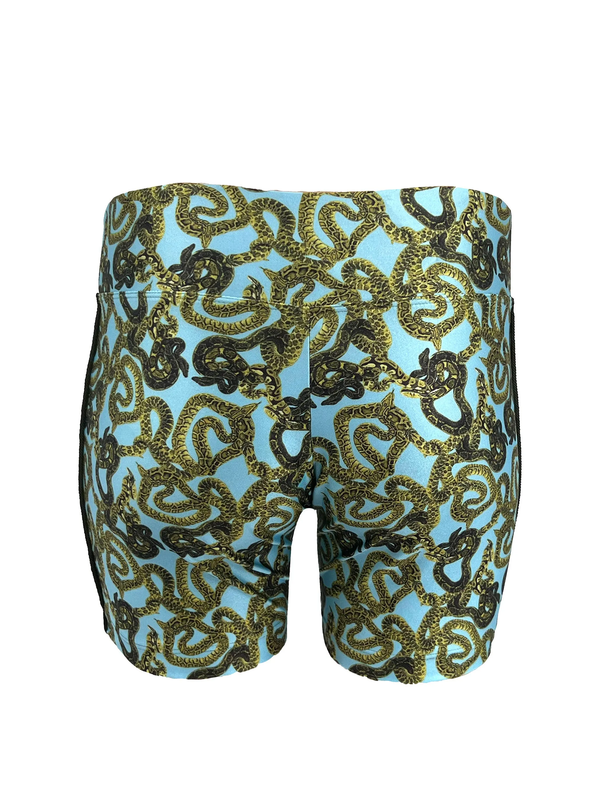Snake Print Biker Short- Turquoise