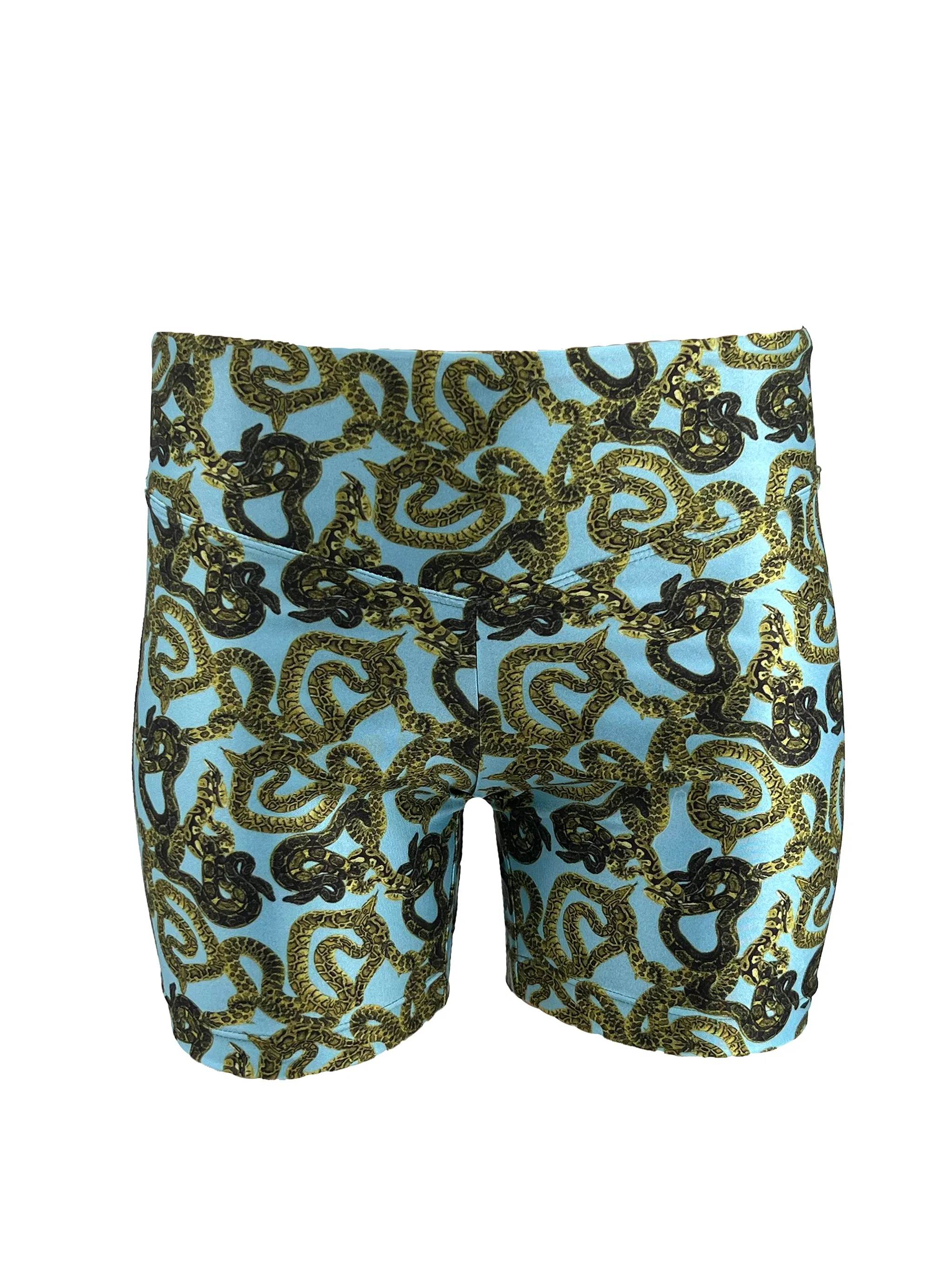 Snake Print Biker Short- Turquoise