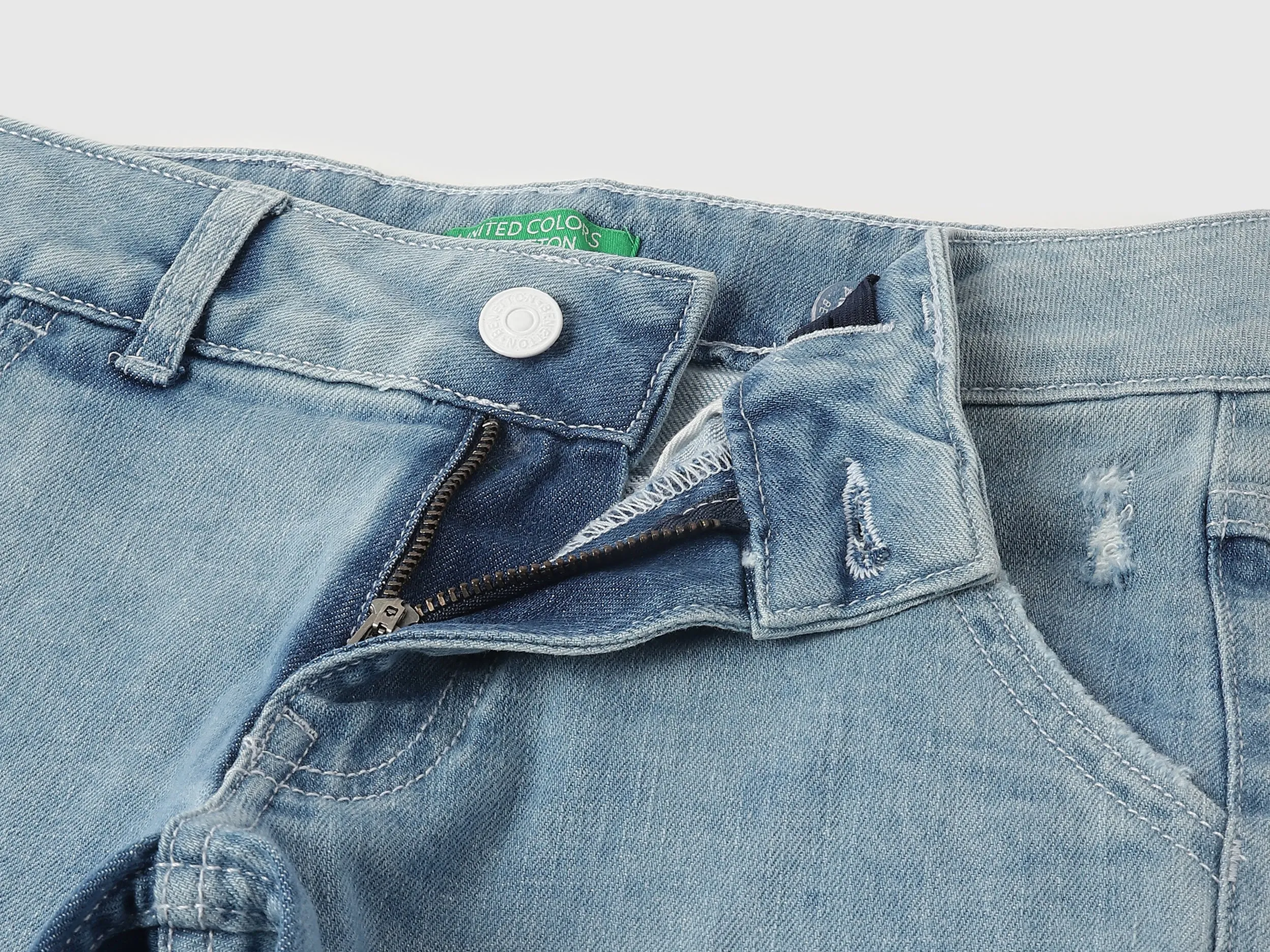 Solid Regular Fit Denim Shorts