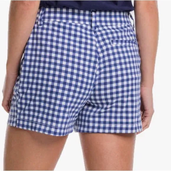 Southern Tide 2 Shorts Inlet Gingham Performance Shorts Nautical Navy NWT