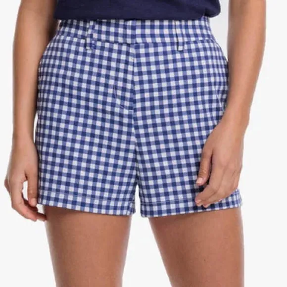 Southern Tide 2 Shorts Inlet Gingham Performance Shorts Nautical Navy NWT