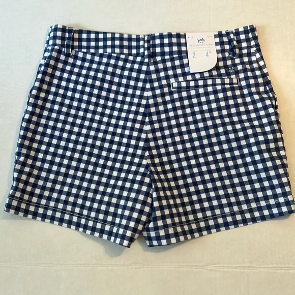 Southern Tide 2 Shorts Inlet Gingham Performance Shorts Nautical Navy NWT