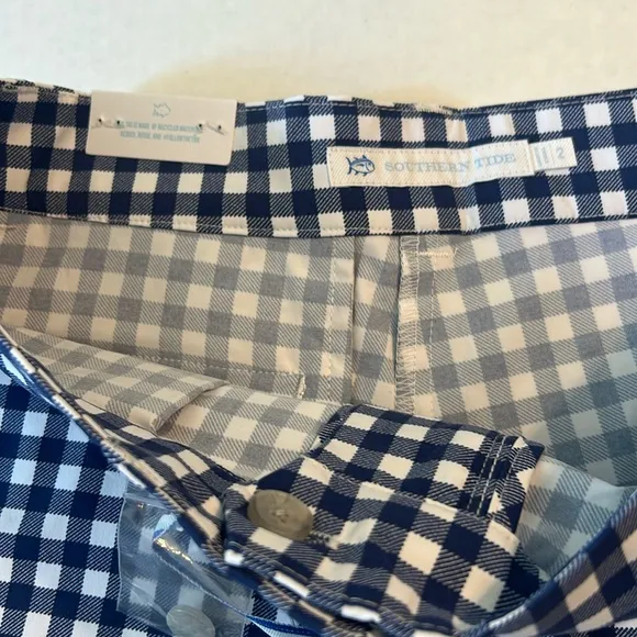 Southern Tide 2 Shorts Inlet Gingham Performance Shorts Nautical Navy NWT