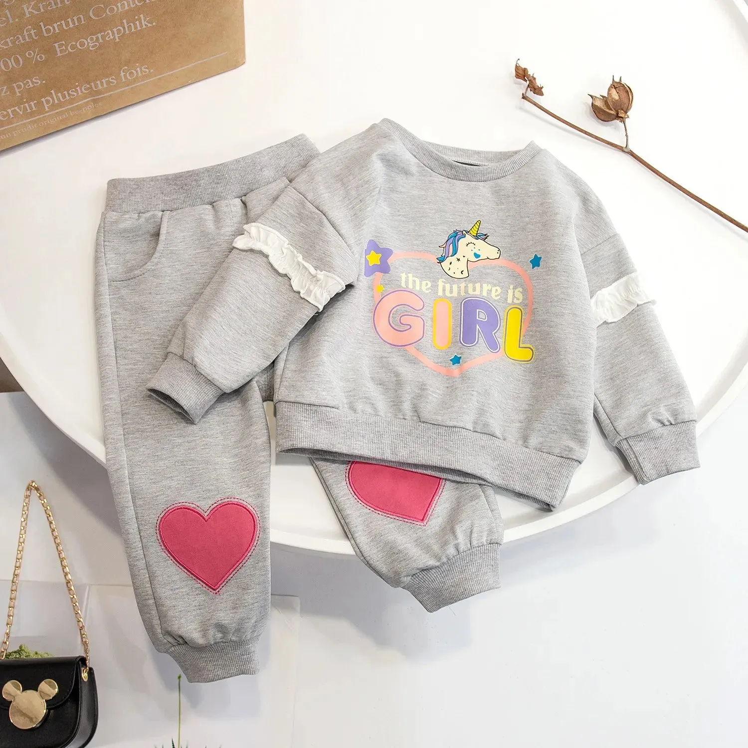 Spring and Autumn Cartoon Top & Pants 2Pcs Set