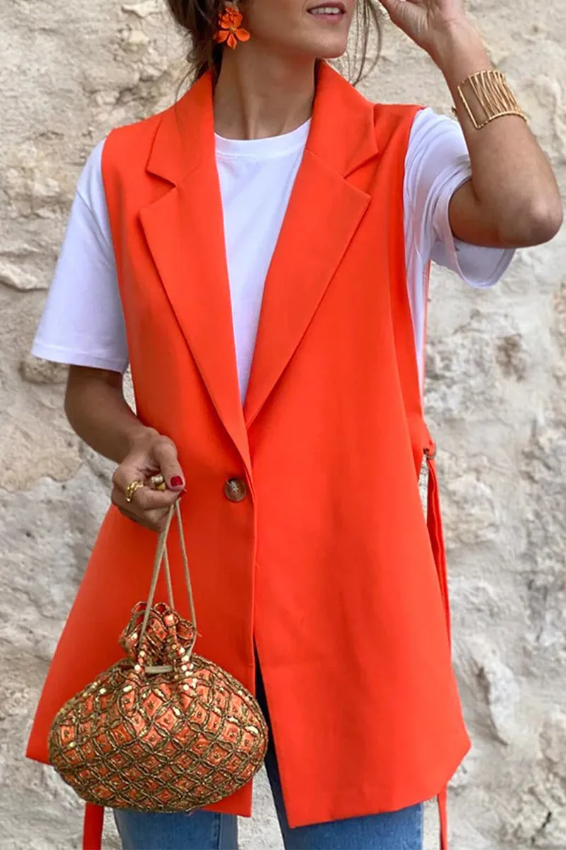 Street British Style Solid Buttons Turn-back Collar Tops