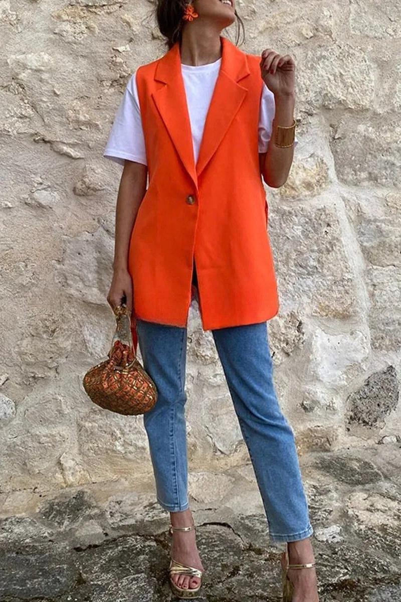 Street British Style Solid Buttons Turn-back Collar Tops