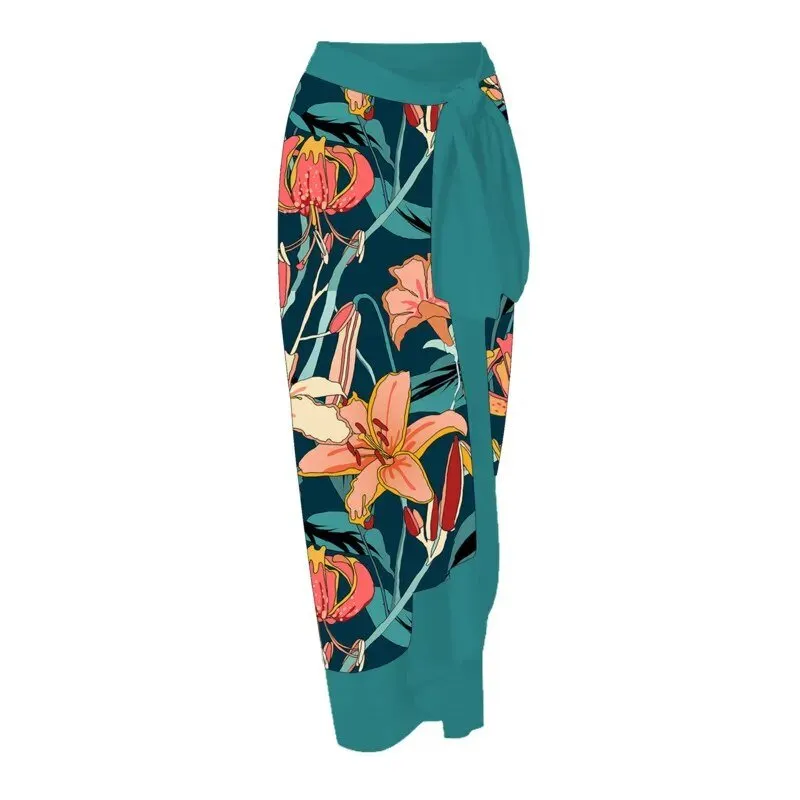 Summer Print One Piece Swimsuit With Beach Skirt