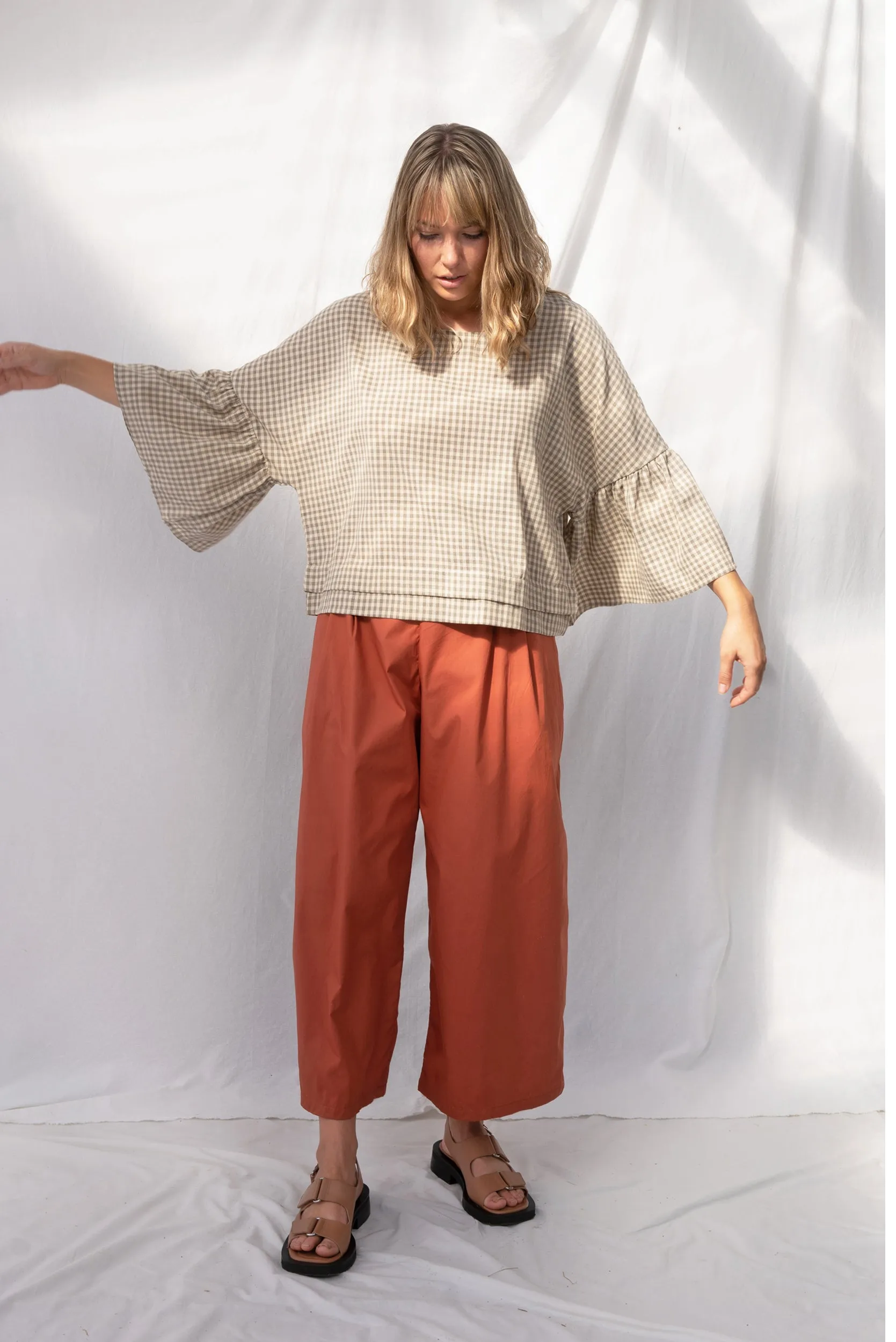 Sunday Top | Grey Gingham (XS only)