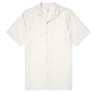 Sunspel Stripe Camp Collar Shirt Ecru