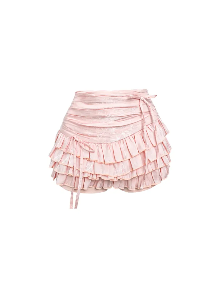 Sweet Pear Dream Muse Ruffle Shirred Top & Bow Cake Skirt Set