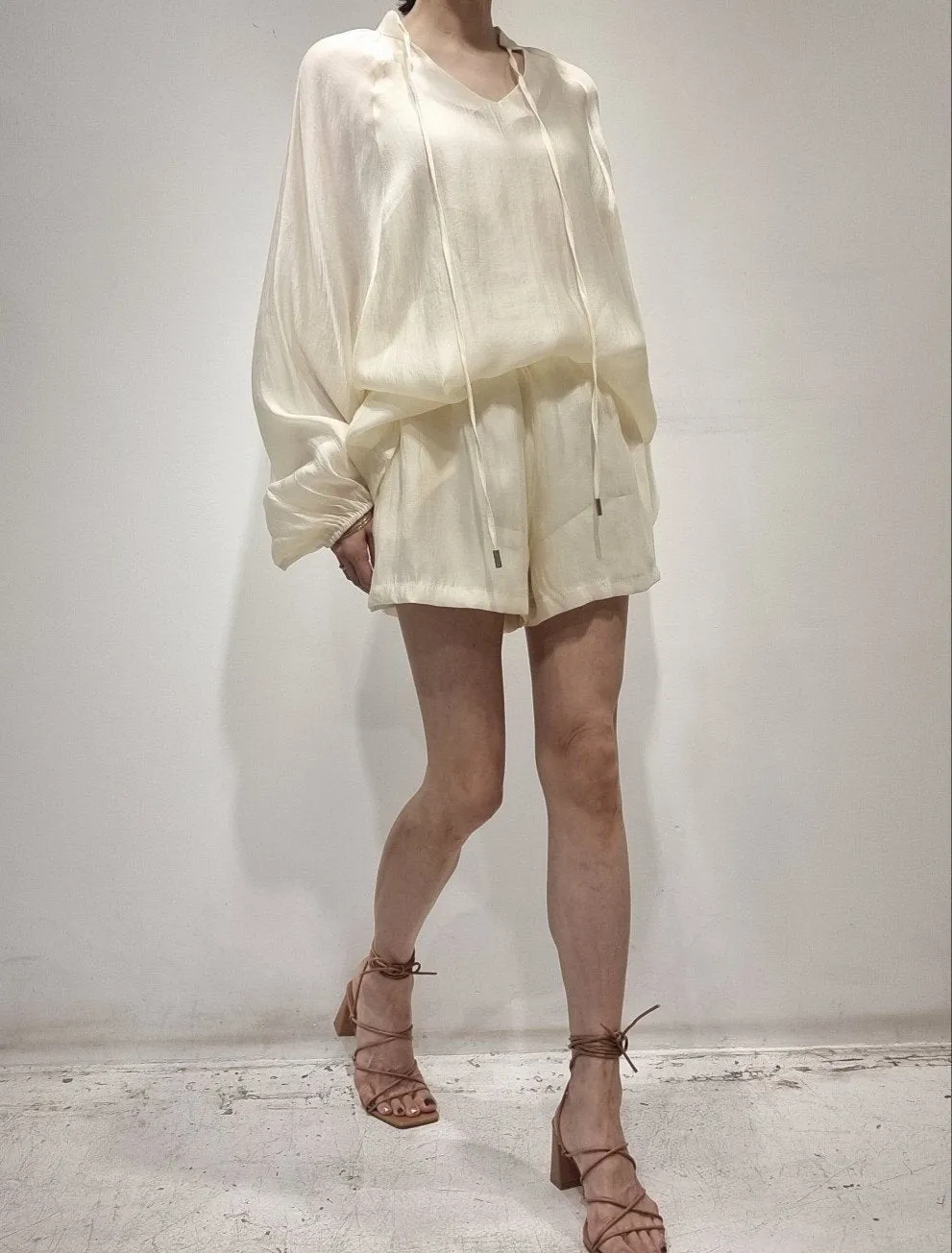 Tencel Blouse and Shorts Set