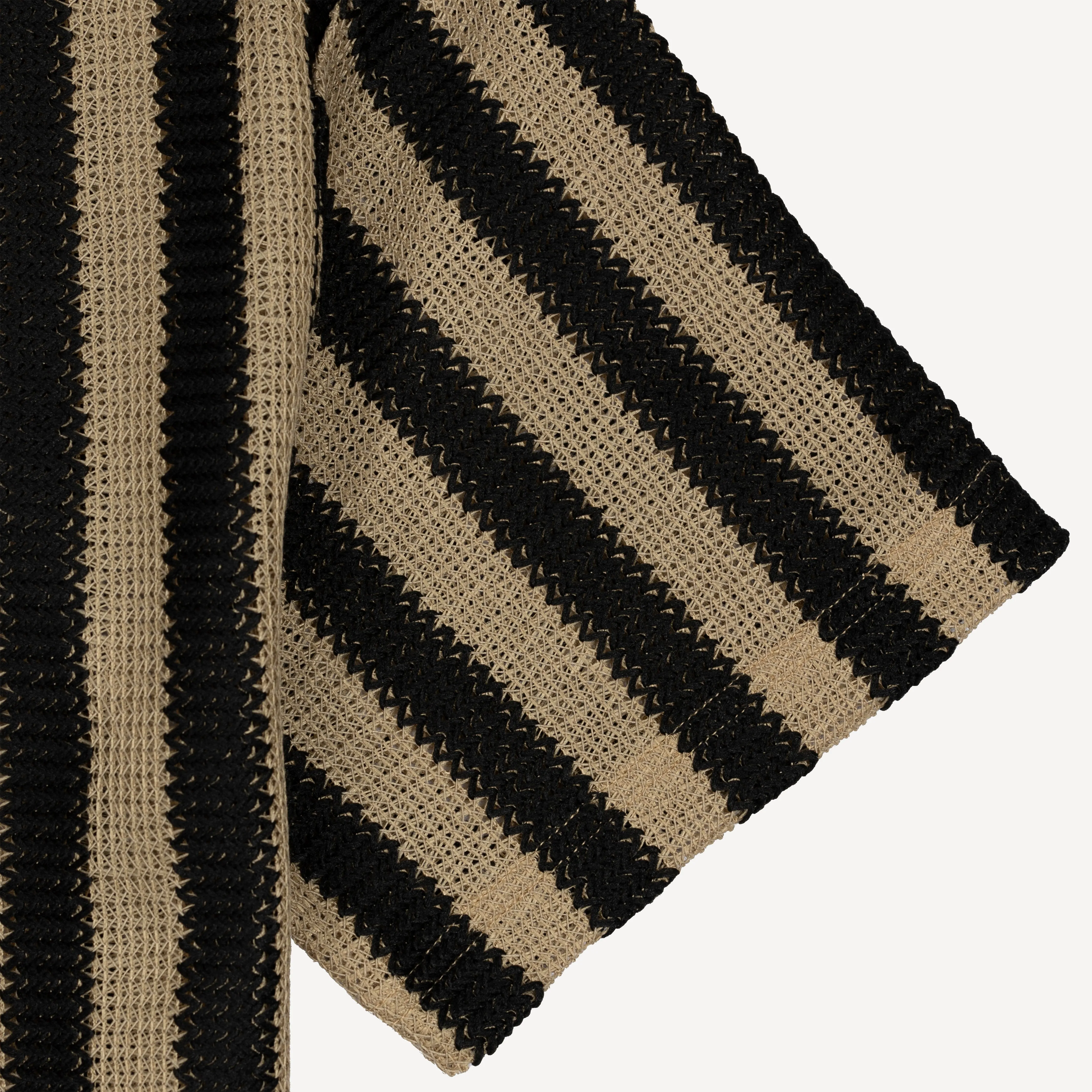 Textured Woven Crochet Camp Shirt  - Starfish / Black Straight Stripe