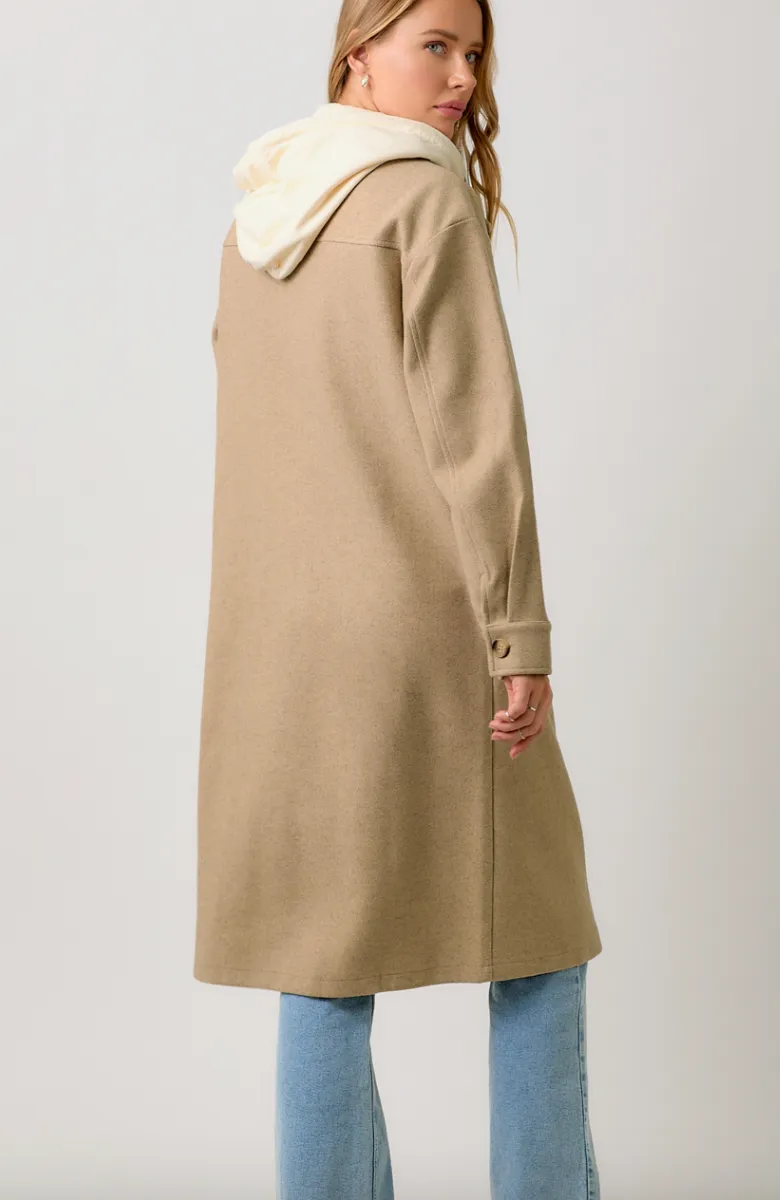 The Angelina Contrast Hoodie Coat