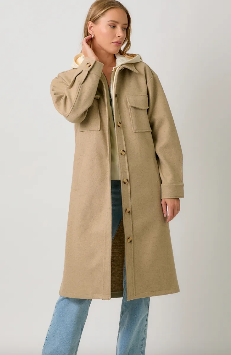 The Angelina Contrast Hoodie Coat