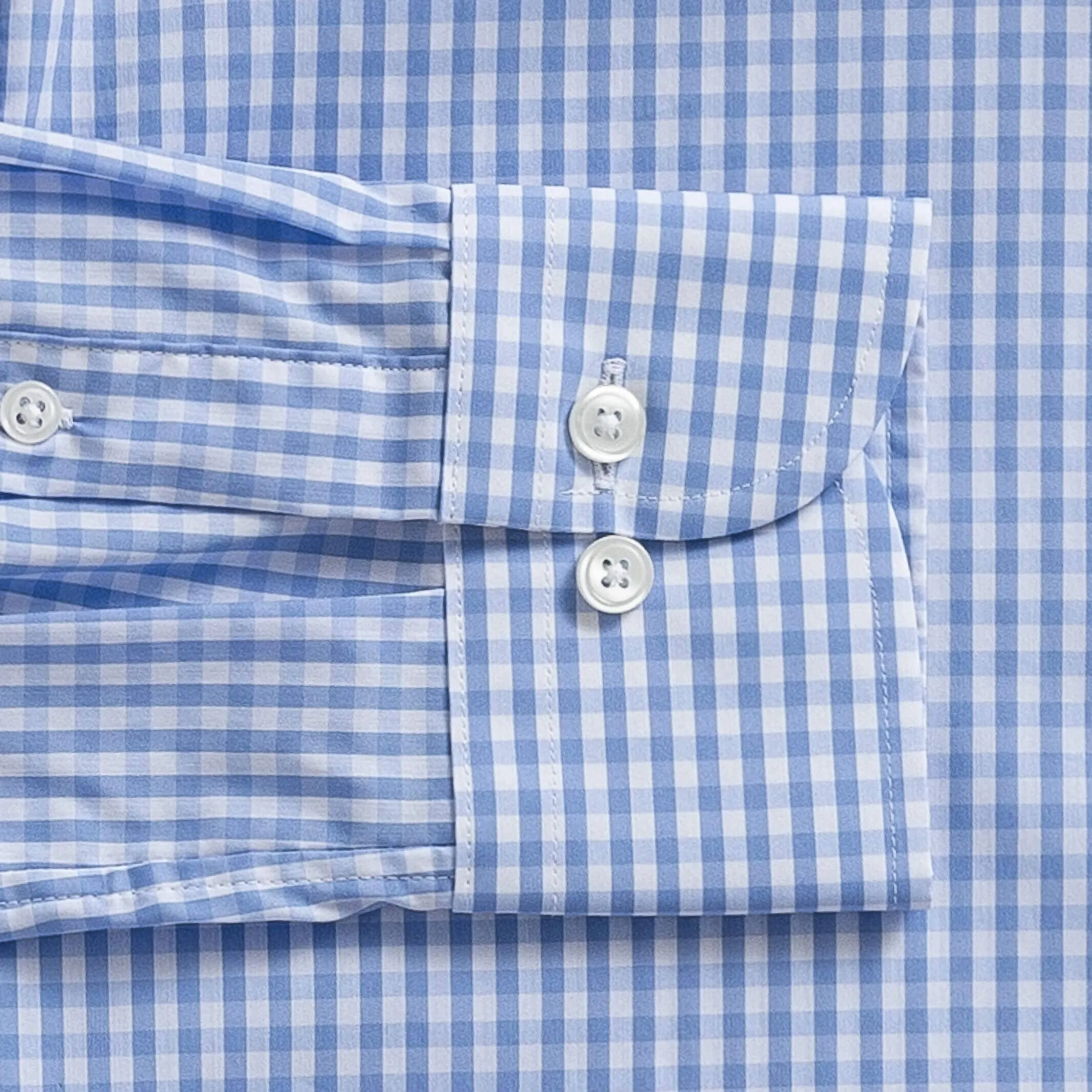 The Light Blue Broughton Stretch Poplin Gingham Dress Shirt