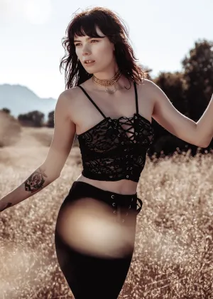 Thunderstruck Black Lace Bustier Crop Top