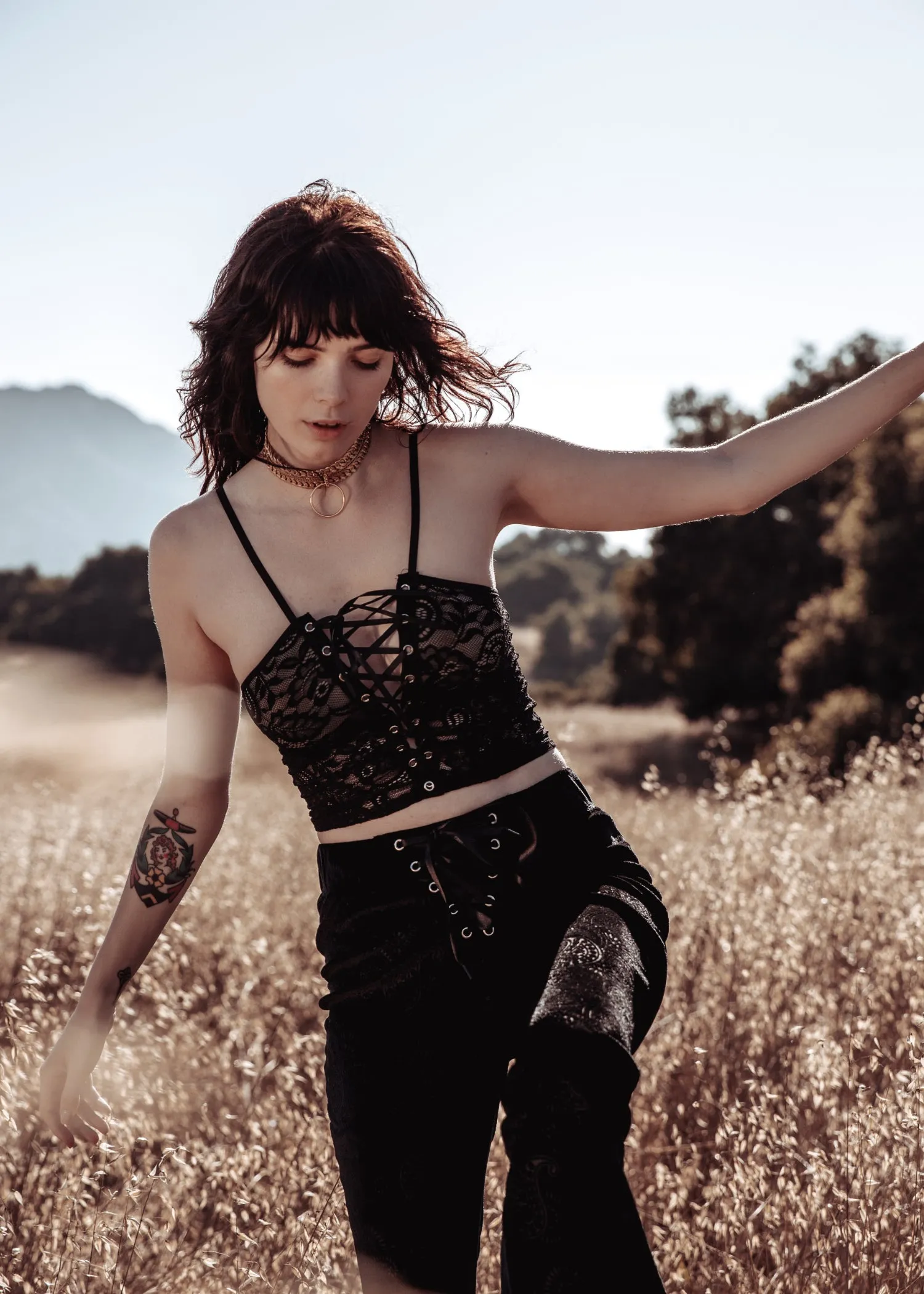 Thunderstruck Black Lace Bustier Crop Top