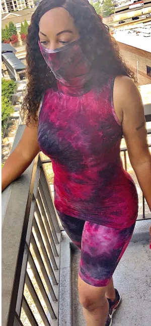 TieDye Short Set with Mask Scarf ‼️