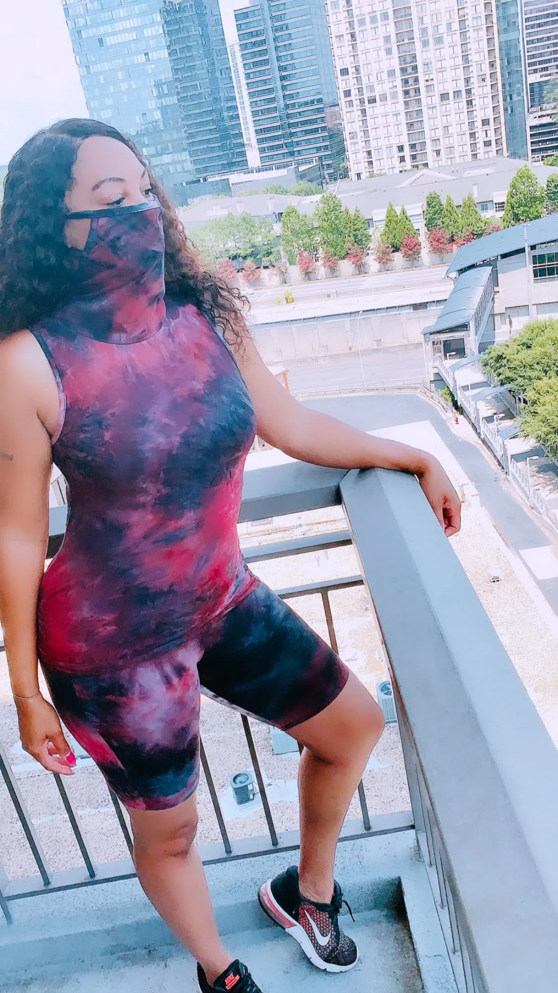 TieDye Short Set with Mask Scarf ‼️